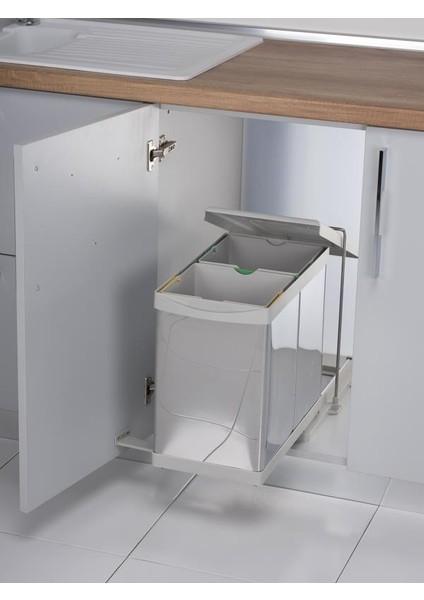 Raylı Çöp Kovası, Paslanmaz/gri - 14LT+14LT fiyatları