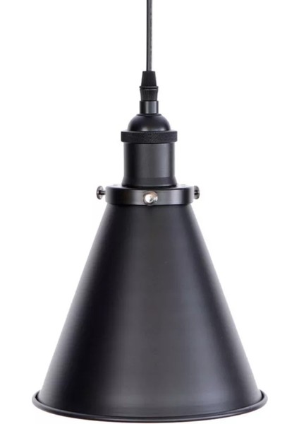 Retro Metal Sarkıt Avize Rustik Tekli Sarkıt Siyah 18 cm En