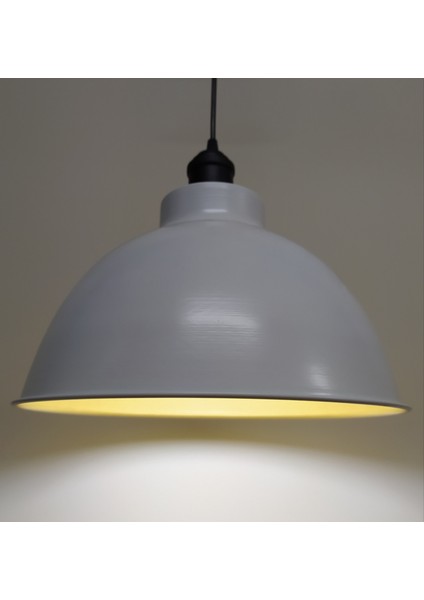 Retro Metal Sarkıt Avize Rustik Tekli Sarkıt Beyaz Içi Beyaz