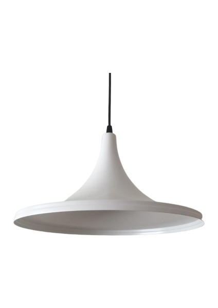 Retro Metal Sarkıt Avize Rustik Tekli Sarkıt Beyaz Içi Beyaz 36 cm