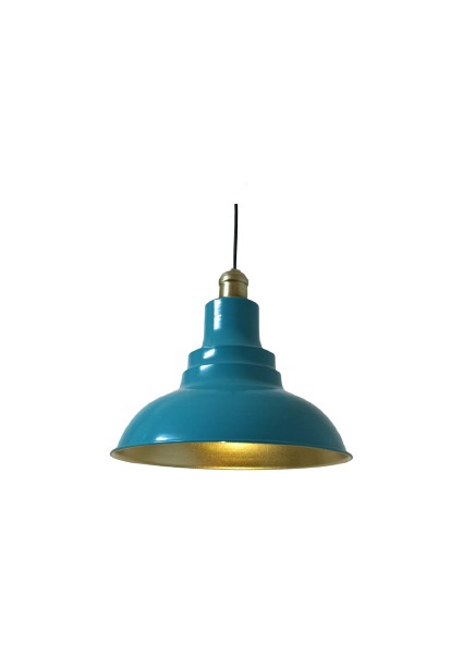 Rys Retro Metal Turkuaz Mavi Eskitme Duylu Dekoratif Rustik Metal Sarkıt Avize Çap:30 cm