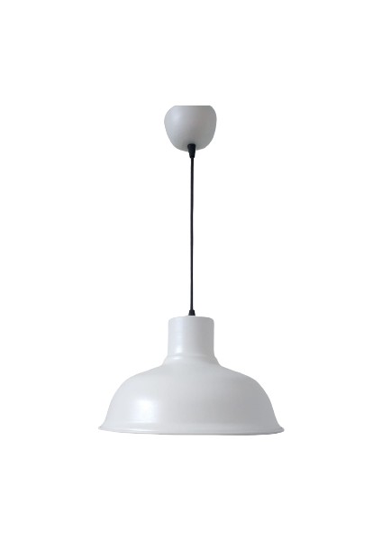 Rys Retro Metal Beyaz Içi Beyaz Dekoratif Kafe Mutfak Tekli Sarkıt Avize Çap:30 cm