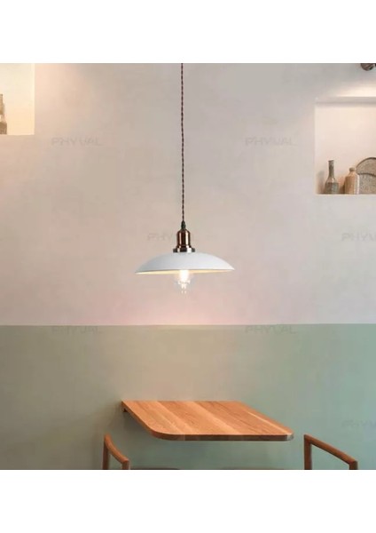 Rys Retro Metal Dekorarif Bakır Duylu Tekli Sarkıt Kafe Mutfak Aydınlatma Çap:30 cm