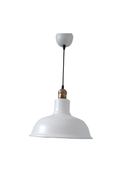 Rys Retro Metal Dekoratif Beyaz Içi Beyaz Eskitme Duylu Tekli Sarkıt Avize Çap:30 cm