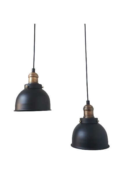 Rys Retro Metal Dekoratif 2 Li Yuvarlak Dekoratif Sarkıt Avize Çap:30 cm