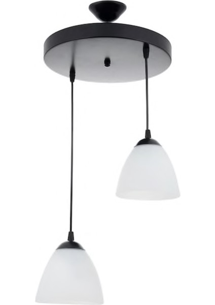 Rys Retro Metal 2 Li Opal Camlı Modern Sarkıt Avize Çap:30 cm