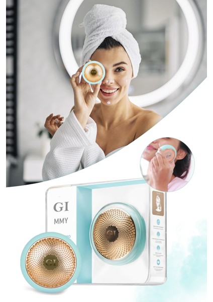 Gi Mask Ultrasonik Maske Uygulama Cihazı Işık Terapi Akıllı Peeling Mavi Yüz Maske Masaj Cihazı