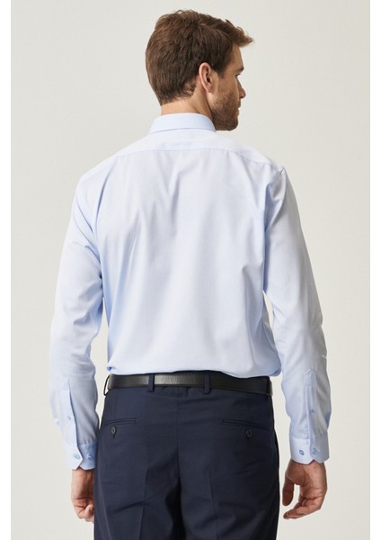 ALTINYILDIZ CLASSICS Erkek Açık Mavi Ütü Gerektirmeyen Non-iron Slim Fit Dar Kesim %100 Pamuk Gömlek