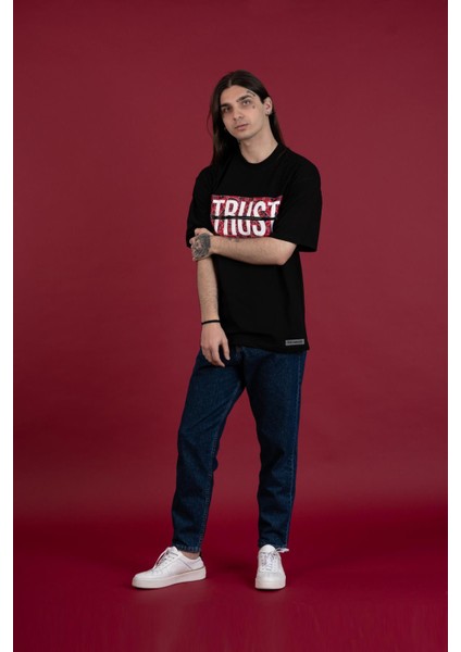 Oversize Bisiklet Yaka Baskılı Erkek Penye T-Shirt fiyatları