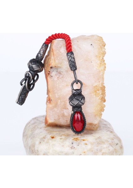 Kazaz Gümüş El Örmesi Kırmızı Tesbih Püskülü