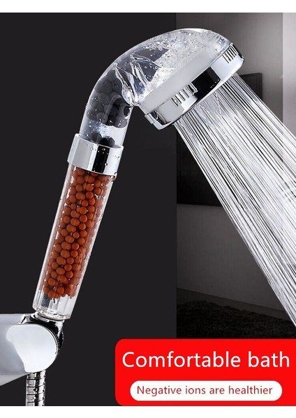 Duş Başlığı Tutucu Yüksek Basınçlı Su Tasarrufu Akış Delikleri Kromlu Yağışlı Anyon Filtresi Sprey Meme Banyo Aksesuarları | Duş Başlıkları (Yurt Dışından)
