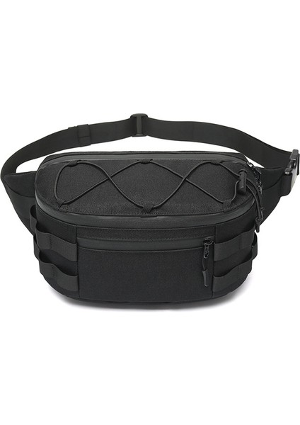 Ozuko 9340 Men Waist Bag Business Multifunctional Chest Bag Siyah (Yurt dışından)