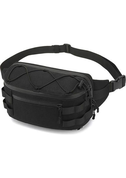 Ozuko 9340 Men Waist Bag Business Multifunctional Chest Bag Siyah (Yurt dışından)