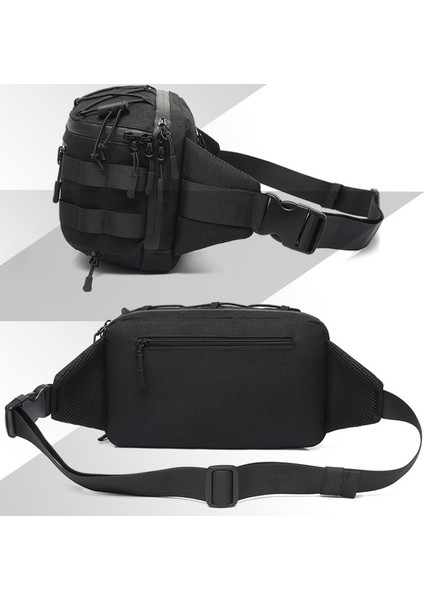 Ozuko 9340 Men Waist Bag Business Multifunctional Chest Bag Siyah (Yurt dışından)