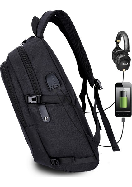 6016B Açık Büyük Kapasiteli Hırsız Sırt Çantası Siyah (Yurt dışından)