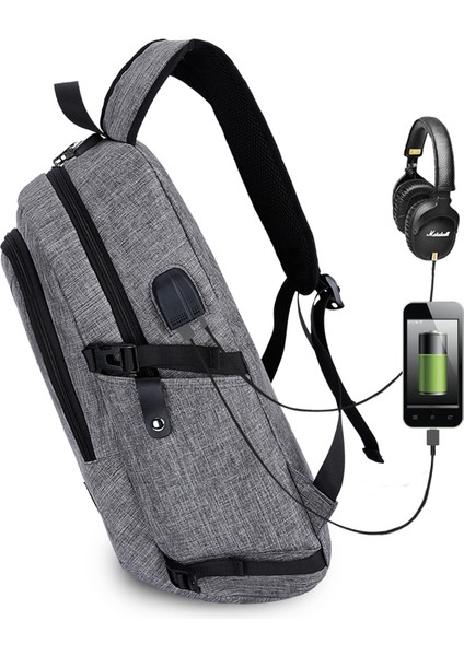 6016B Açık Büyük Kapasiteli Hırsız Sırt Çantası Gri (Yurt dışından)