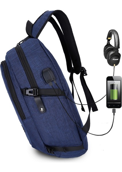 6016B Açık Büyük Kapasiteli Hırsız Sırt Çantası Mavi (Yurt dışından)