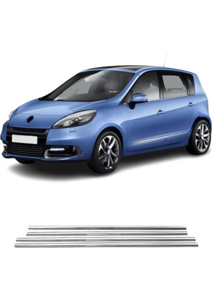 Renault Scenic 3 Krom Cam Çıtası 4 Prç. 2009-2016 Paslanmaz Çelik