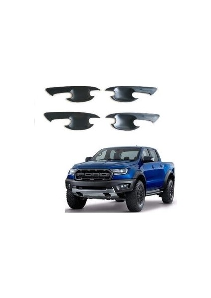 Ford Ranger Mat Siyah Kapı Kolu Iç Kaplama 4 Prç 2015 Sonrası