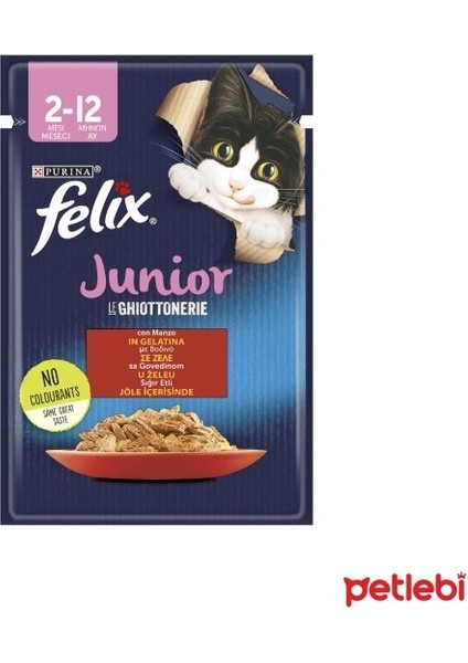 Junior Sığır Etli Yavru Pouch Yaş Kedi Maması 85 gr x 10 Adet