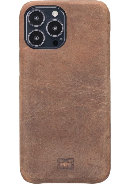 Apple iPhone 13 Pro Max Uyumlu Deri Arka Kapak F360 G2 Kahve