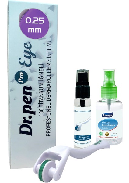 Göz Dermaroller 0.25 mm Titanyum 180 Iğneli Göz Çevresi ve Göz Altı Derma Roller