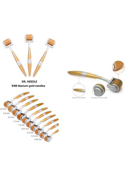 Dermaroller 540 Iğneli Titanyum Gold Derma Roller-Dr.needle- 1,00 mm