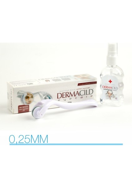 180 Iğne Titanyum Dermaroller 0,25MM (Göz Çevresi Için Ideal) + Temizleme Spreyi