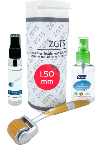 Gold Line Dermaroller 1.50MM + Dezenfektan Hediye Titanyum 192 Iğneli Vücut Için Derma Roller