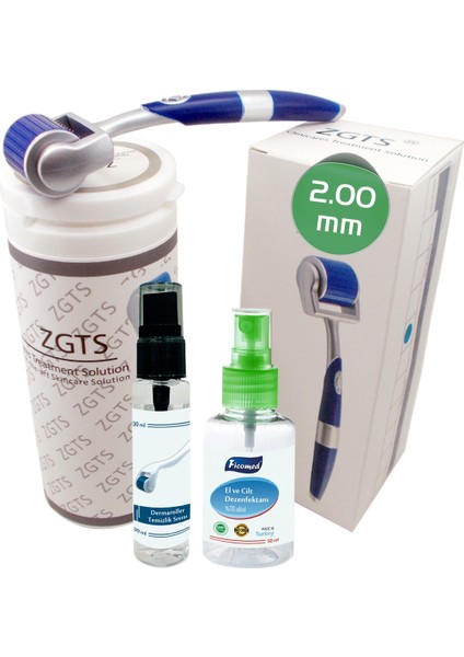 Blue Line Dermaroller 2.00MM Titanyum 192 Iğneli Vücut Bölgesi Için Derma Roller