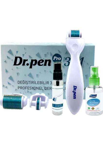 3in1 Dermaroller Göz&yüz&vücut Için Değiştirilebilir 3 Başlıklı Titanyum Derma Roller 8436001988498