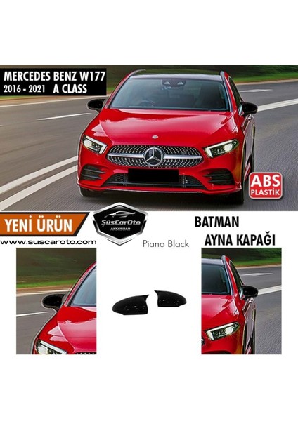 Mercedes A Class W177 2018-2021 Batman Yarasa Ayna Kapağı Piano Black Abs Plastik