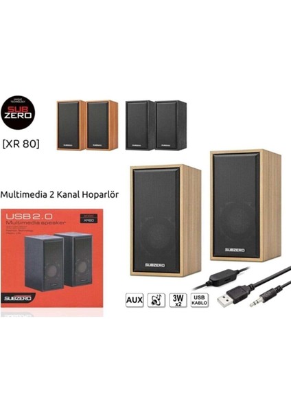 Bilgisayar Hoparlörü - 1 + 1 USB Girişli - Tv Hoparlörü - Yüksek Ses Kaliteli - XR80