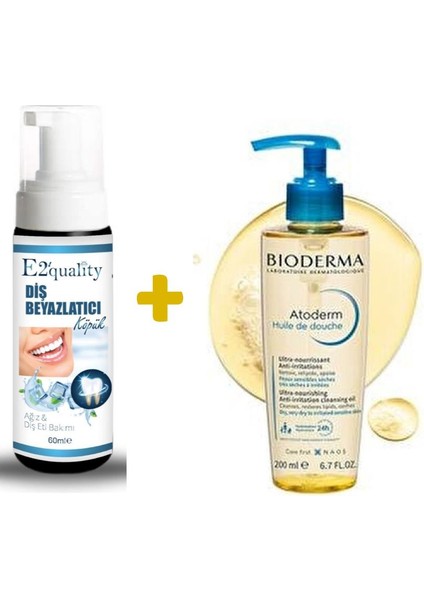 E2'Quality E2'quality Diş Beyazlatıcı Köpük + Bioderma Atoderm 24H Huile De Douche 200ML