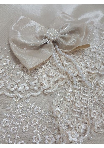 Elegant Lüx Dantelli Monoray Kumaş Bej Masa Örtüsü Dikdörtgen 170x230 cm - 1050