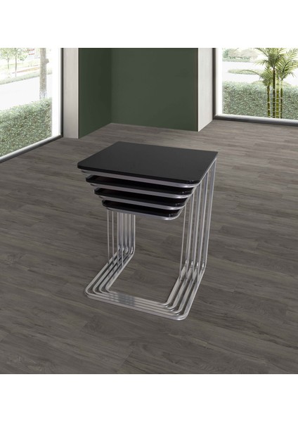 Metalik Vegas Zigon Sehpa Siyah - Tekersiz