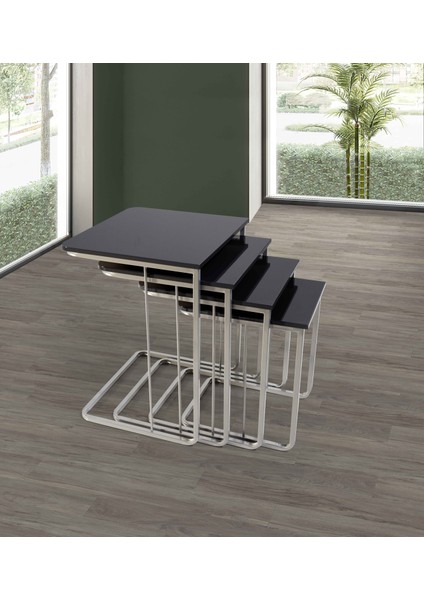 Metalik Vegas Zigon Sehpa Siyah - Tekersiz fiyatları