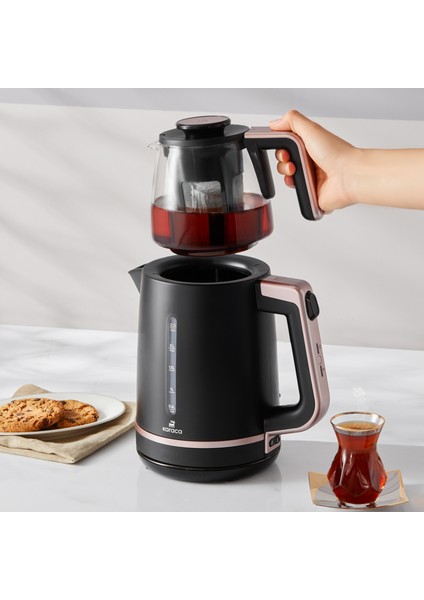 Maxi Tea XL 2in1 Cam Demlikli Çay Makinesi ve Kettle Roseberry