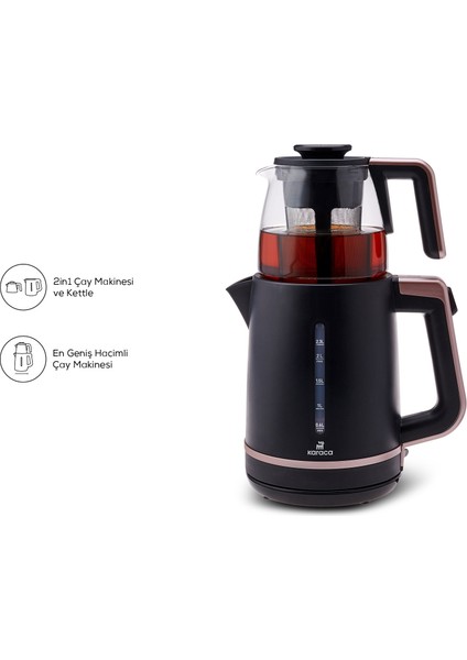 Maxi Tea XL 2in1 Cam Demlikli Çay Makinesi ve Kettle Roseberry