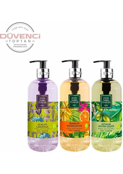 Bodrum Mandalinası, Zeytin Çiçeği ve Lavanta Sıvı Sabun Seti 3' lü 500 ml