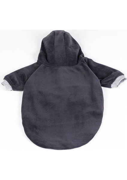 Köpek Kıyafeti Kapüşonlu Polar Sweathshirt Ekoseli Düz Model Antrasit