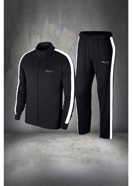 Erkek Siyah Supra Penye Nefes Alabilir Kumaş Alt Rahat Eşofman Yürüyüş Takımı (S-3xl)