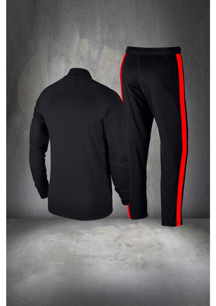 Erkek Siyah Supra Penye Kumaş Fermuarlı Şık Eşofman Seti (S-3xl) fırsatları