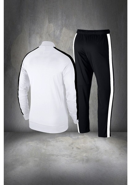 Erkek Beyaz Supra Penye Kumaş Fermuarlı Günlük Rahat Koşu Takımı Seti (S-3xl) fırsatları