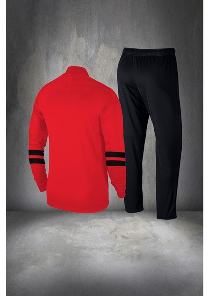 Erkek Kırmızı Supra Penye Kumaş Fermuarlı Koşu Seti (S-3xl) fırsatları