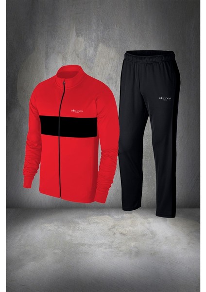 Erkek Kırmızı Supra Penye Kumaş Rahat Mevsimlik Eşofman Takımı (S-3xl)