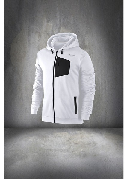 Erkek Beyaz Supra Penye Kumaş Rahat Kapüşonlu Eşofman Seti (S-3xl) fiyatları