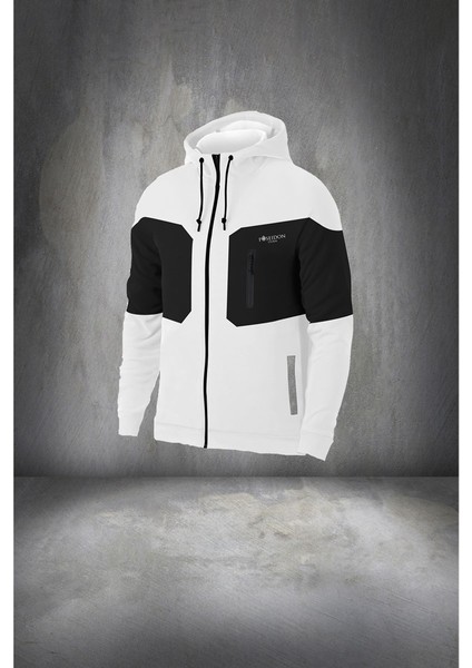 Erkek Beyaz Supra Penye Kumaş Şeritli Rahat Kapüşonlu Eşofman Takımı (S-3xl) fiyatları