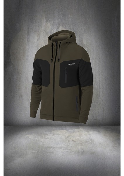 Erkek Haki Supra Penye Kumaş Rahat Kapüşonlu Eşofman Seti (S-3xl) fiyatları