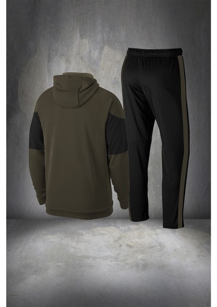 Erkek Haki Supra Penye Kumaş Rahat Kapüşonlu Eşofman Seti (S-3xl) fırsatları